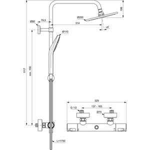 Душевая система Ideal Standard Ceratherm T50 с термостатом (A7225AA)