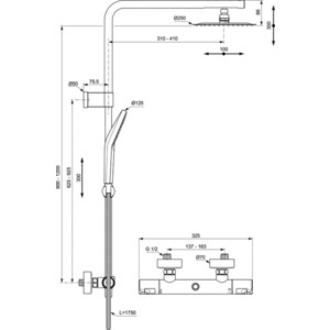 Душевая система Ideal Standard Ceratherm T50 с термостатом (A7704AA)