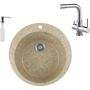 

Кухонная мойка и смеситель GreenStone GRS-05-302 Lemark Comfort LM3061C с сифоном и дозатором, песочная, GRS-05-302 Lemark Comfort LM3061C с сифоном и дозатором, песочная