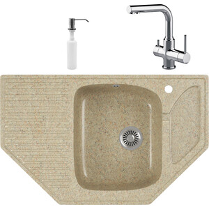 

Кухонная мойка и смеситель GreenStone GRS-10-302 Lemark Comfort LM3061C с сифоном и дозатором, песочная, GRS-10-302 Lemark Comfort LM3061C с сифоном и дозатором, песочная