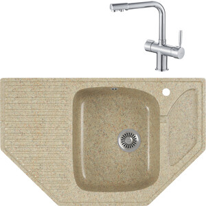 

Кухонная мойка и смеситель GreenStone GRS-10-302 Haiba HB70088 с сифоном, песочная, GRS-10-302 Haiba HB70088 с сифоном, песочная