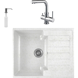 

Кухонная мойка и смеситель GreenStone GRS-13s-331 Lemark Comfort LM3061C с сифоном и дозатором, белая, GRS-13s-331 Lemark Comfort LM3061C с сифоном и дозатором, белая