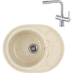 

Кухонная мойка и смеситель GreenStone GRS-18k-328 Haiba HB70088 с сифоном, бежевая, GRS-18k-328 Haiba HB70088 с сифоном, бежевая