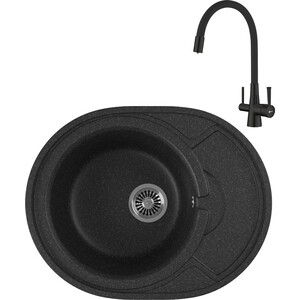 

Кухонная мойка и смеситель GreenStone GRS-18k-308 Lemark Comfort LM3075BL с сифоном, черная, GRS-18k-308 Lemark Comfort LM3075BL с сифоном, черная