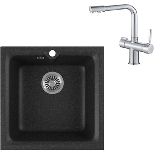 

Кухонная мойка и смеситель GreenStone GRS-42-308 Haiba HB70088 с сифоном, черная, GRS-42-308 Haiba HB70088 с сифоном, черная