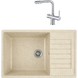 

Кухонная мойка и смеситель GreenStone GRS-78L-328 Haiba HB70088 с сифоном, бежевая, GRS-78L-328 Haiba HB70088 с сифоном, бежевая
