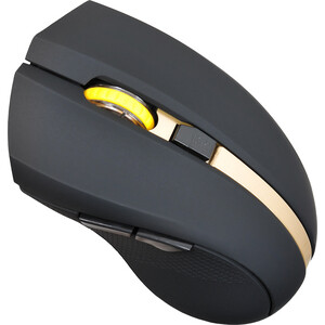 Мышь Oklick 495MW черный/золотистый оптическая (1600dpi) беспроводная USB для ноутбука (6but) (998168)