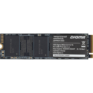 Накопитель SSD Digma PCI-E x4 512Gb DGSM3512GS33T MEGA S3 M.2 2280 (DGSM3512GS33T) ssd накопитель digma top g3 m 2 2280 512 гб dgst4512gg33t