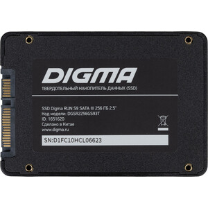 Накопитель SSD Digma SATA III 256Gb DGSR2256GS93T Run S9 2.5" (DGSR2256GS93T)