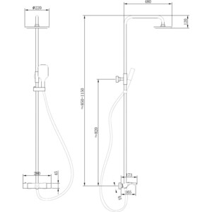 Душевая система Abber Thermostat с термостатом и изливом, черная матовая (AF8516B)