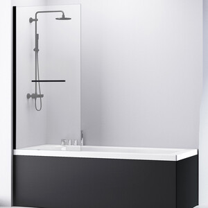Шторка для ванны Abber Immer Offen 80х140 профиль черный, стекло прозрачное (AG70100B) шторка для ванны bas алегра 150 4 створки пластик вотер белый шт00012