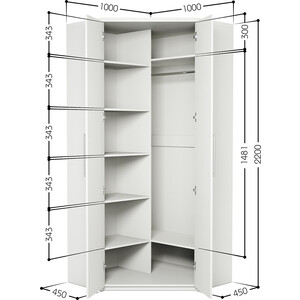Шкаф угловой двухдверный Шарм-Дизайн Мелодия МУ-22 100х100 белый