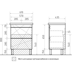 Мебель для ванной VIGO Geometry 2-600 бетон