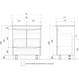Мебель для ванной VIGO Grani 750-2-1 белая