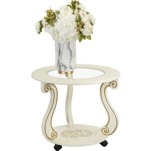 Стол журнальный Мебелик Грация (С) на колесах слоновая кость, золото (П0005564) приставной журнальный стол мебелик