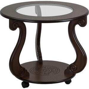 Стол журнальный Мебелик Грация (С) на колесах темно-коричневый (П0005566) стол сервировочный мебелик бридж средне коричневый п0001996