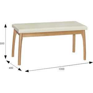 Скамья для прихожей Мебелик мягкая, экокожа крем, каркас бук (П0005673)