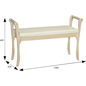 Скамья для прихожей Мебелик с подлокотниками мягкая, экокожа крем, каркас лак (П0005678)