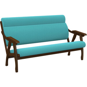 Прямой диван Мебелик Вега 10 ткань бирюза, каркас орех (П0005650) скамья для прихожей мебелик с подлокотниками массив каркас орех п0005676