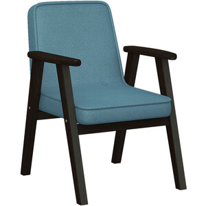 Кресло Мебелик Ретро ткань голубой, каркас венге (П0005654) скамья для прихожей мебелик с подлокотниками массив каркас лак п0005675