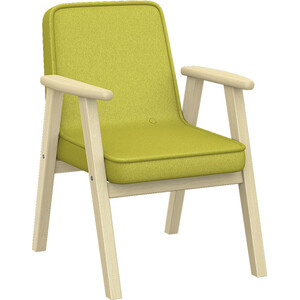 Кресло Мебелик Ретро ткань лайм, каркас лак (П0005653) скамья для прихожей мебелик с подлокотниками массив каркас лак п0005675