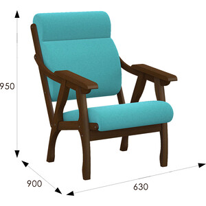 Кресло Мебелик Вега 10 ткань бирюза, каркас орех (П0005652)