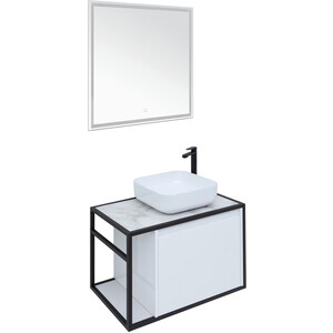 Мебель для ванной Aquanet Nova Lite Loft 75 правая, белый глянец столешница aquanet nova lite loft 75 r ав01 мрамор белый 00261852
