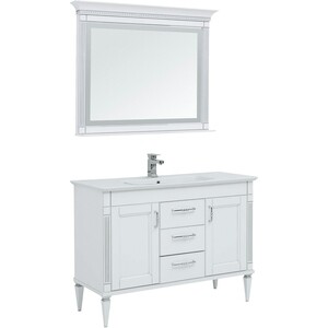 Мебель для ванной Aquanet Селена 120 с ящиками, белая/серебро зеркало aquanet селена 90 белый серебро 00201646