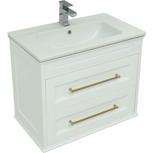 Мебель для ванной Aquanet Бостон М 80 Эйфория белая матовая, ручки золото