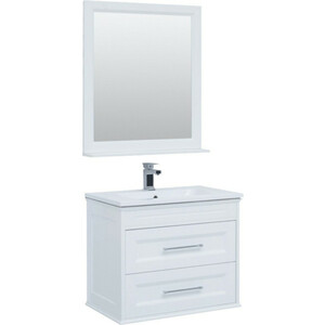 Мебель для ванной Aquanet Бостон М 80 белая матовая, ручки золото зеркало шкаф comforty палермо 80 патина золото