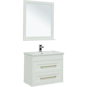Мебель для ванной Aquanet Бостон М 80 Эйфория белая матовая, ручки золото зеркало mixline ренуар 77х77 золото 550412