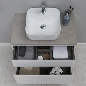 Мебель для ванной Aquanet Nova Lite 75 два ящика, белый глянец/серая