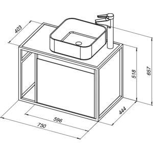 Тумба с раковиной Aquanet Nova Lite Loft 75 правая, белый глянец (261649, 261852, 211280)