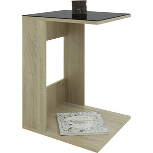 Стол журнальный Мебелик BeautyStyle 3 сонома, стекло черное (П0005734) стол журнальный приставной мебелик неро 2 дуб натуральный п0005629