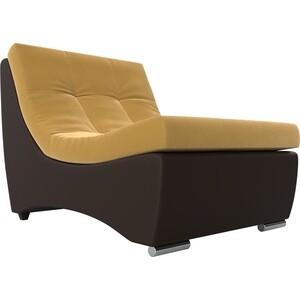Кресло АртМебель Монреаль кресло микровельвет желтый экокожа коричневый