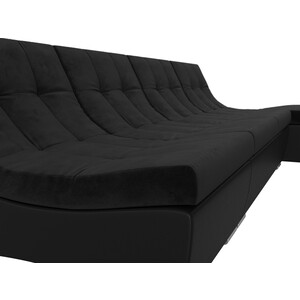 Угловой модульный диван АртМебель Монреаль велюр черный экокожа черный