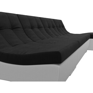 Угловой модульный диван АртМебель Монреаль микровельвет черный экокожа белый