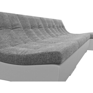 Угловой модульный диван АртМебель Монреаль рогожка серый экокожа белый