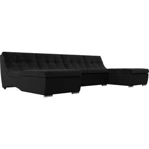 АртМебель П-образный модульный диван Монреаль велюр черный экокожа черный артмебель п образный модульный диван монреаль микровельвет фиолетовый экокожа