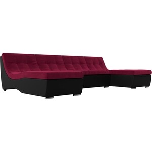 АртМебель П-образный модульный диван Монреаль микровельвет бордовый экокожа черный артмебель п образный модульный диван монреаль микровельвет фиолетовый экокожа