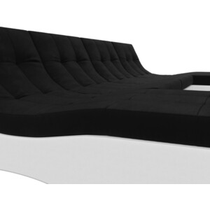 АртМебель П-образный модульный диван Монреаль микровельвет черный экокожа белый