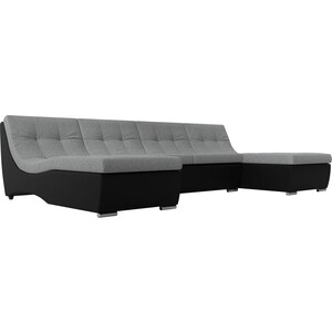 АртМебель П-образный модульный диван Монреаль рогожка серый экокожа черный артмебель п образный модульный диван монреаль микровельвет экокожа