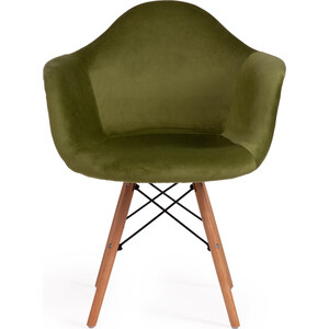 Кресло TetChair Cindy soft(Eames) (mod. 101) дерево береза/металл/мягкое сиденье/ткань зеленый (HLR 54) / натуральный