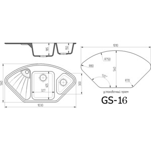 Кухонная мойка Gamma Stone GS-16-10 серый