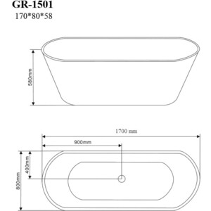 Акриловая ванна Grossman 170x80 (GR-1501)