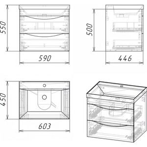 Мебель для ванной Grossman Талис 60х45 бетон пайн/графит