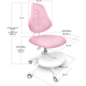 Комплект ErgoKids Парта TH-320 pink + кресло Y-400 PN (TH-320 W/PN + Y-400 PN) столешница белая/накладки на ножках розовые