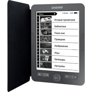 Электронная книга Digma M1 6'' E-ink HD 758x1024 600MHz 128Mb/4Gb/SD/microSDHC темно-серый (в компл.:обложка) электронная книга digma k1 dark grey