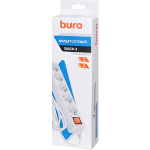 Сетевой фильтр Buro 500ZP-3 3м (5 розеток) белый