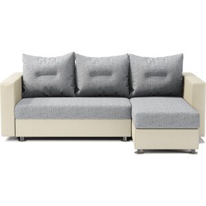 Угловой диван Шарм-Дизайн Ария правый экокожа беж и серый шенилл ткань мебельная 1 м п sher шенилл 140 см темно серый
